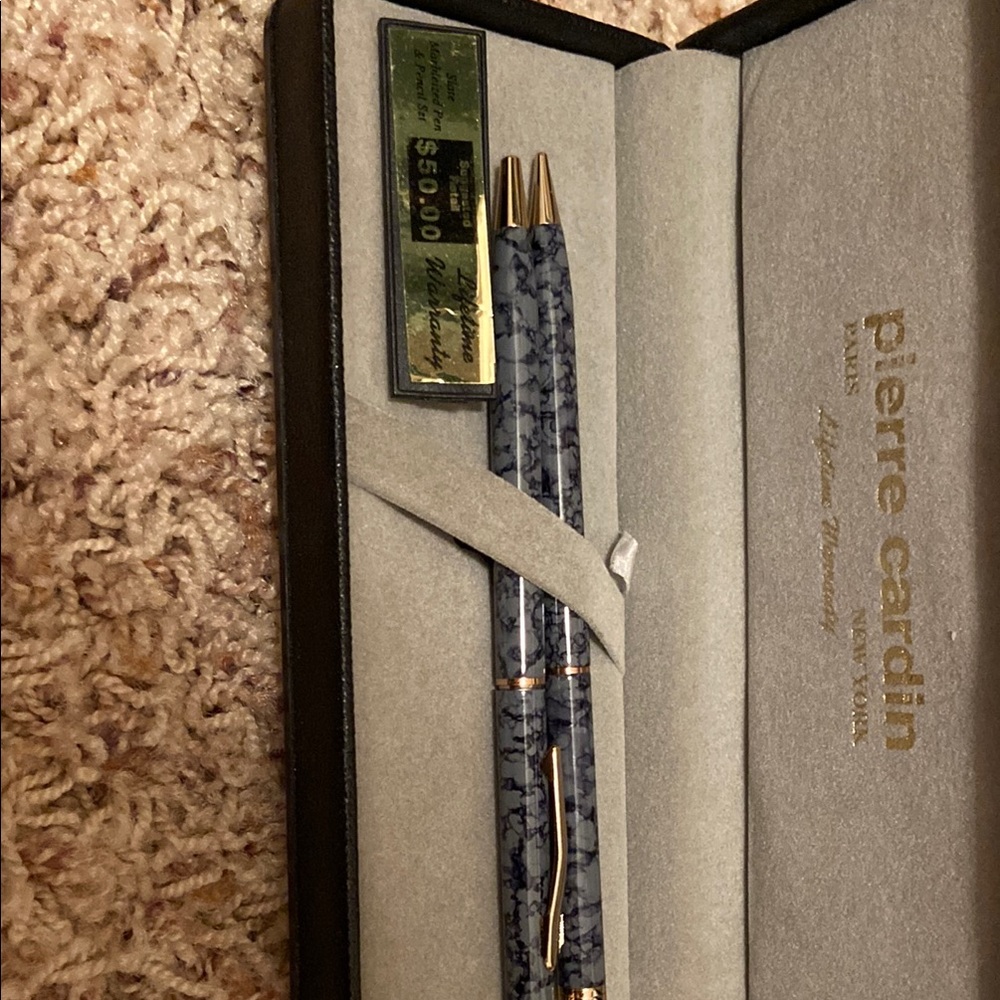 Pierre Cardin Blue Marble Pen Set